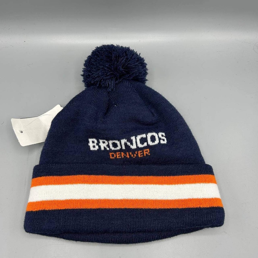 Denver Broncos NFL Youth Men Navy Team Apparel Cuffed Beanie Pom Pom Cap